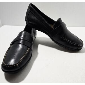Bass Detour Leather Strap Loafers Black Driving Casual Comfort Shoes Womens sz 8